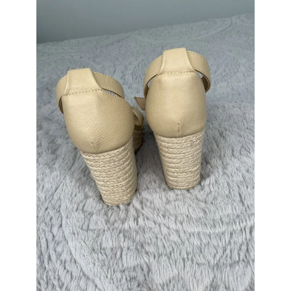 Oasis Society Roccio Puffer Heeled Sandal Beige Women's Shoes Sz 6.5